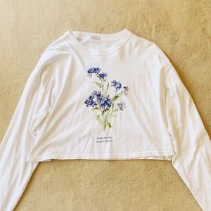 Brandy Melville Flower Cropped Long Sleeve Shirt